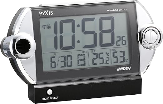 Amazon Co Jp セイコー クロック 目覚まし時計 電波 デジタル 大音量 Pyxis ピクシス Raiden ライデン 黒 Nr522k Seiko ホーム キッチン