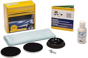 GLASS POLISH DIY 3” Windshield Polishing Kit for Car Glass Restoration, Remove Wiper Blade Damage, Fine Scratches, Haziness, and Water Spots, Restore Glass Clarity and Shine - GP21005
