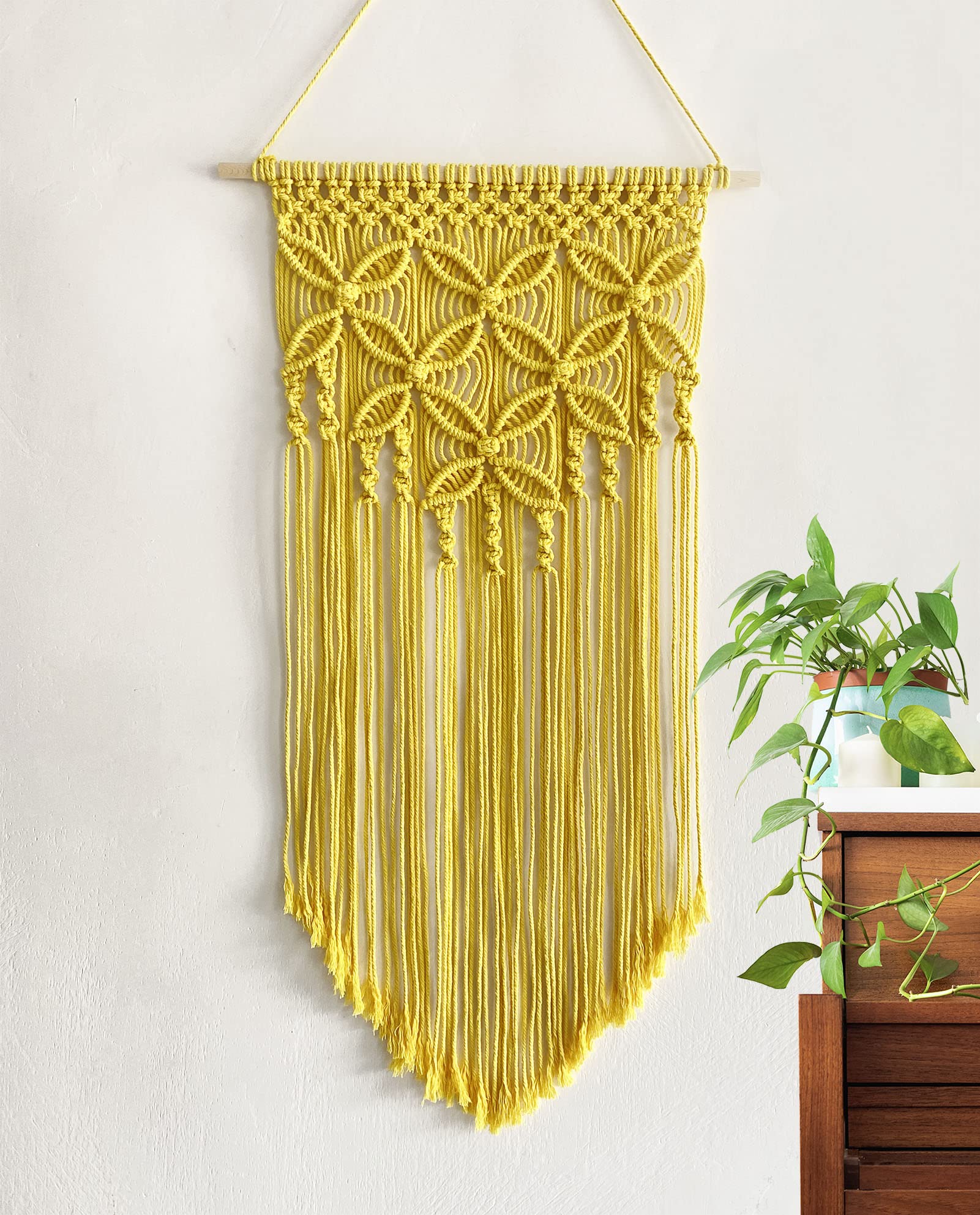 Photo 1 of Winterdemoon Handmade Cotton Home Decor Macrame Wall Hanging Yellow