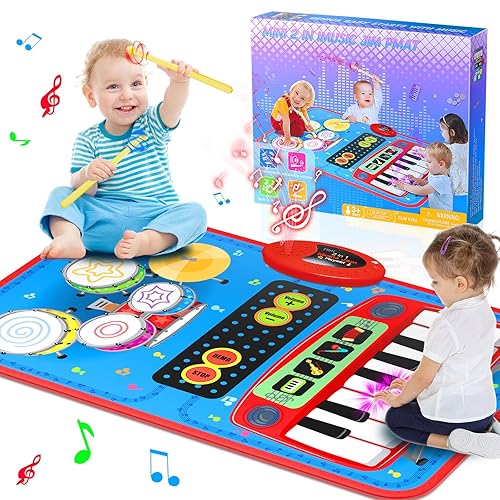 2-in-1 Musical Mat Toys for Year Old, Piano Keyboard