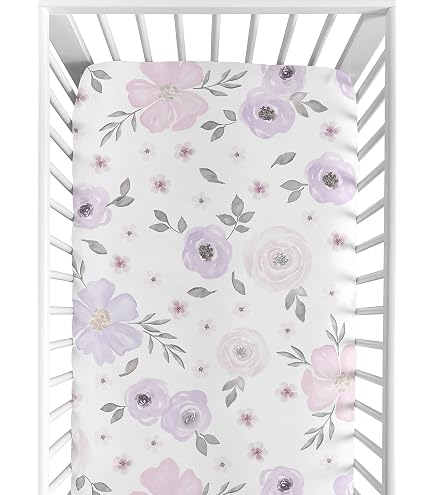 Sweet Jojo Designs Baby Swaddle Blanket - Shabby Chic Floral Watercolor, Lavender Purple Pink Grey, Soft Minky, 30x36 Inches - View #8