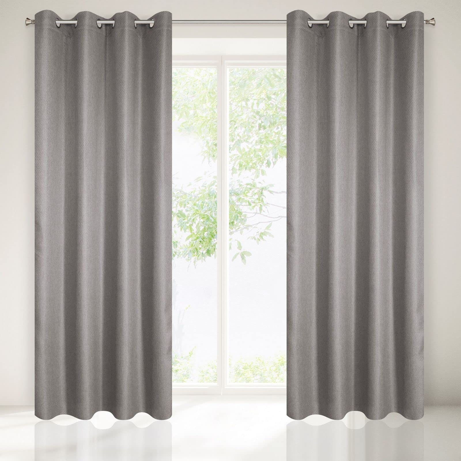 Eurofirany Plain Eyelet Curtain, Polyester, Silver, Special Sizes