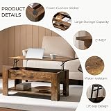 Yaheetech Lift Up Coffee Table with Hidden Storage Rustic Brown 98x50 cm view 5