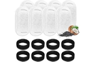 ANOVO 16 Pcs-8 Pack Cat Fountain Filters with 8 Sponges, Pet Replacement Filters for Stainless Steel 108oz/3L, 67oz/2L Pet Fountain
