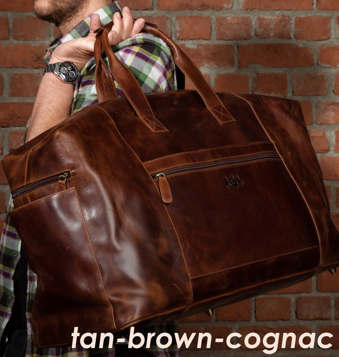SID & VAIN Travel Bag Holdall Bristol XL Duffel Bag Real Leather Weekender Duffle Leather Bag Women and Men - Image 4