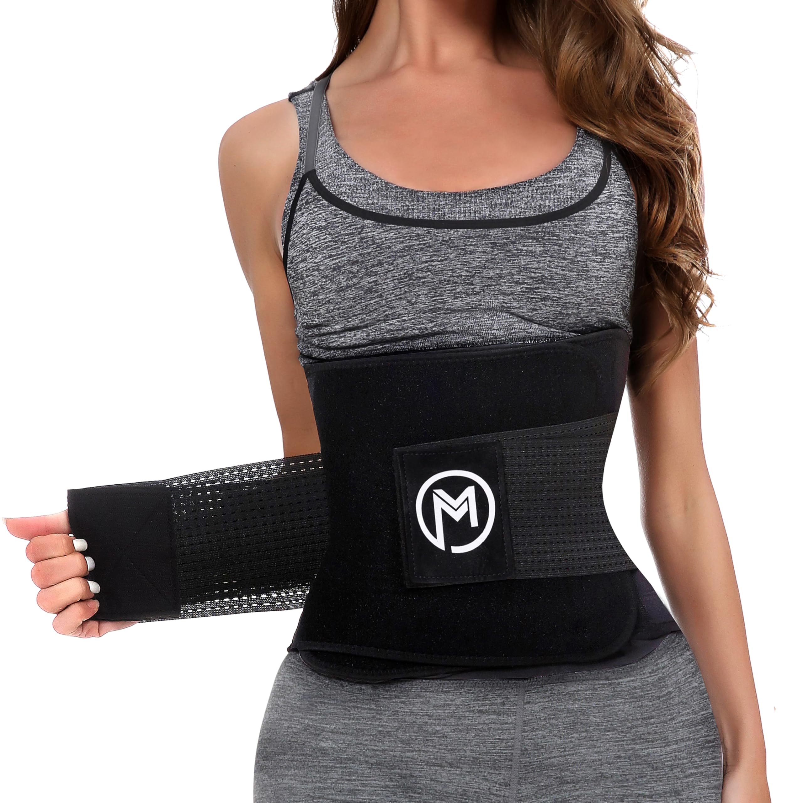 Photo 1 of MERMAID'S MYSTERY Waist Trimmer with Back Support Bars – Sweat Enhancing Fitness Belt for Men & Women – Extra Core Comfort & Premium Quality - Black L