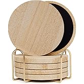YONGHEE Absorbent Coasters Set of 6, Desert-Like Patterns Natural Sandstone Coaster with Holder for Coffee Table Decor, Rustic Stone Drink Coasters with Velvet Backing, Made from Australian Sandstone