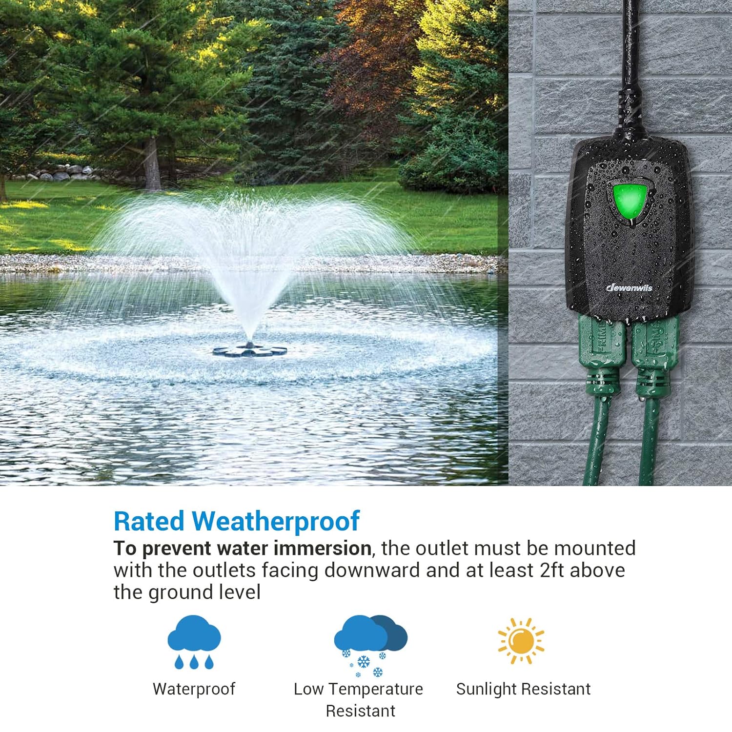 DEWENWILS Outdoor Indoor Remote Control Outlet Power Strip Weatherproof, Expandable Wireless Electrical Plug in Light Switch, 15 AMP Heavy Duty, 7-Inch Extension Cord, 100 FT Range, ETL Listed, Black: Industrial & Scientific