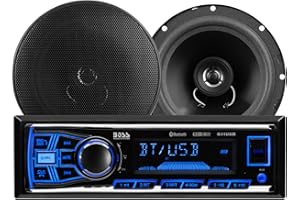 BOSS Audio Systems 638BCK Car Stereo Package - Single Din, Bluetooth, (No CD/DVD) MP3/USB/WMA AM/FM Radio, 6.5" 2 Way Full Ra