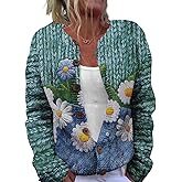 Women’s Paisley & Plaid Patchwork Print Button Down Cardigan Sweater, Retro Fall Knitwear