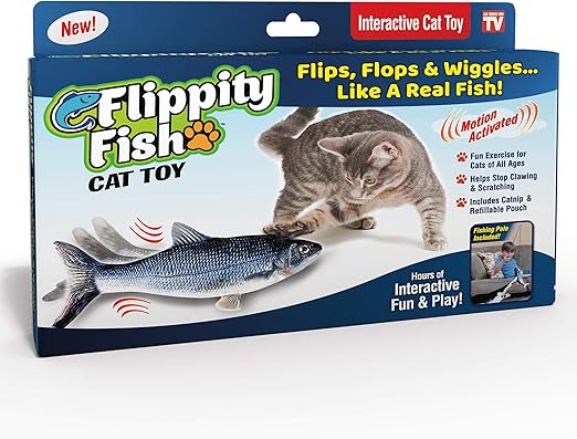 Ontel Flippity Fish Cat Toy, Flops and 