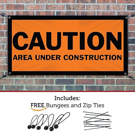 Amazon Com Half Price Banners Caution Area Under Construction