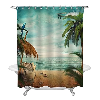 Amazon Com Mitovilla Tropical Seaside Shower Curtain For Hawaiian