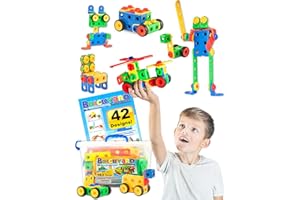 Brickyard Building Blocks STEM Toys - Educational Building Toys for Kids Ages 4-8 with 163 Pieces, Tools, Design Guide and Toy Storage Box, Gift for Boys & Girls
