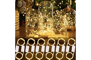 HXWEIYE 12 Pack LED Fairy Lights Battery Operated, 7ft 20LED Warm White Mini Fairy String Lights Mason Jar Lights, Waterproof