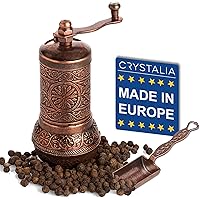 Decorative Black Pepper Grinder, Refillable Turkish Spice Mill with Adjustable Coarseness, Manual Pepper Mill with…