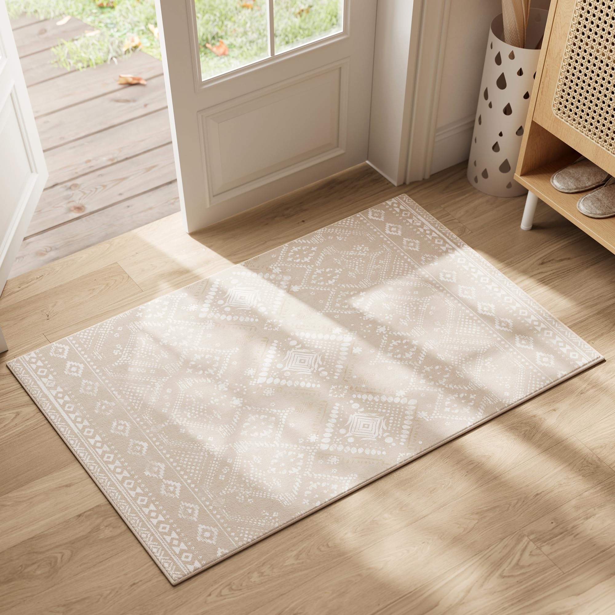 Photo 1 of SONGMICS HOME Area Rug, 2x3 ft Rug for Bedroom, Non-Slip Carpet, Home Decor, for Living Room, Machine Washable, Boho Style, Cappuccino Beige UTAR024K01V1