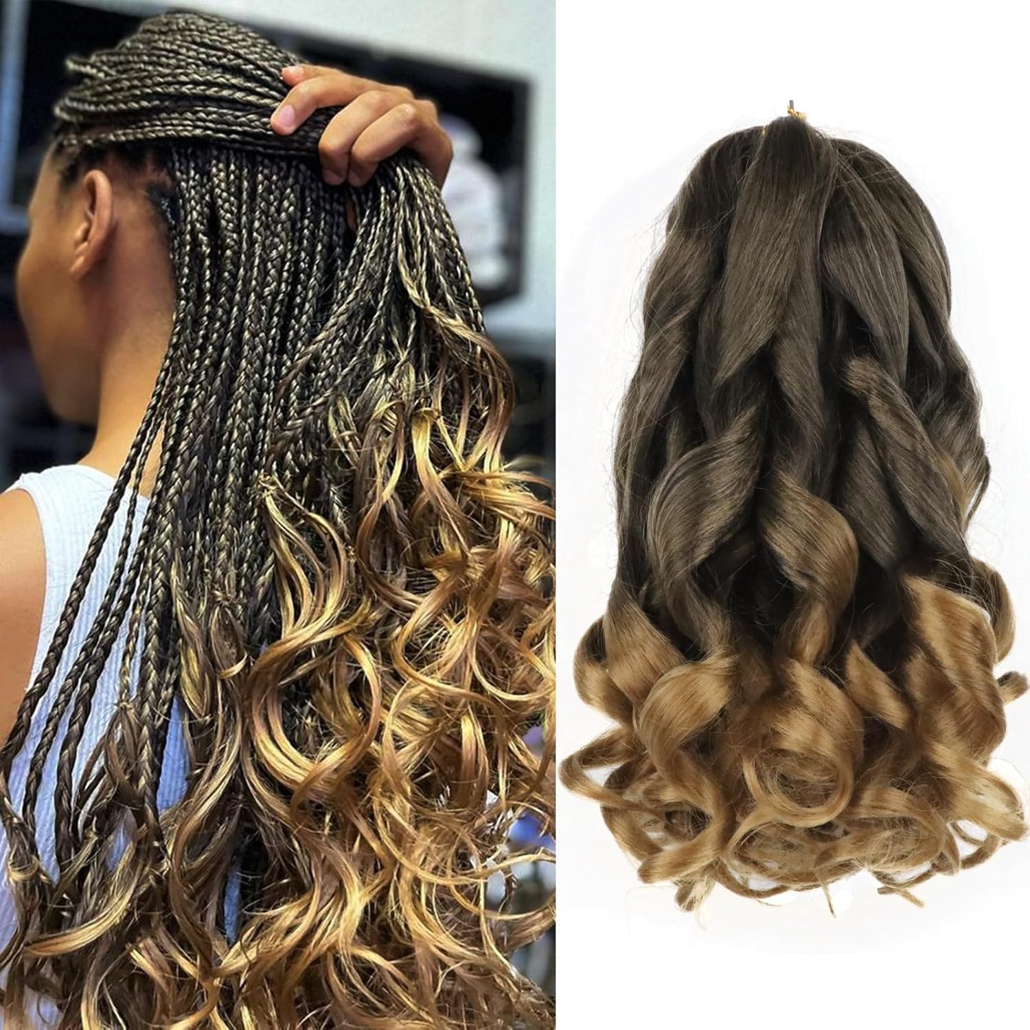 French Curly Braiding Hair 14 Inch 8Pack/lot Loose Wavy Spiral Curl Braids Crochet Hair Deep Wave Synthetic Extensions Pre Stretched Bouncy(T27#)