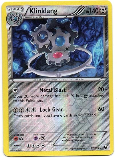 Amazon Com Pokemon Klinklang 77 108 Bw Dark Explorers Reverse Holo Toys Games