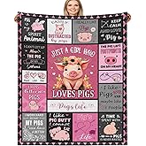 BUUGVIIL Pig Blanket, Pig Gifts for Pigs Lovers Women, Just a Girl Who Loves Pigs, Piggy Themed Gifts Throw Blanket for Couch Sofa 50"x60"