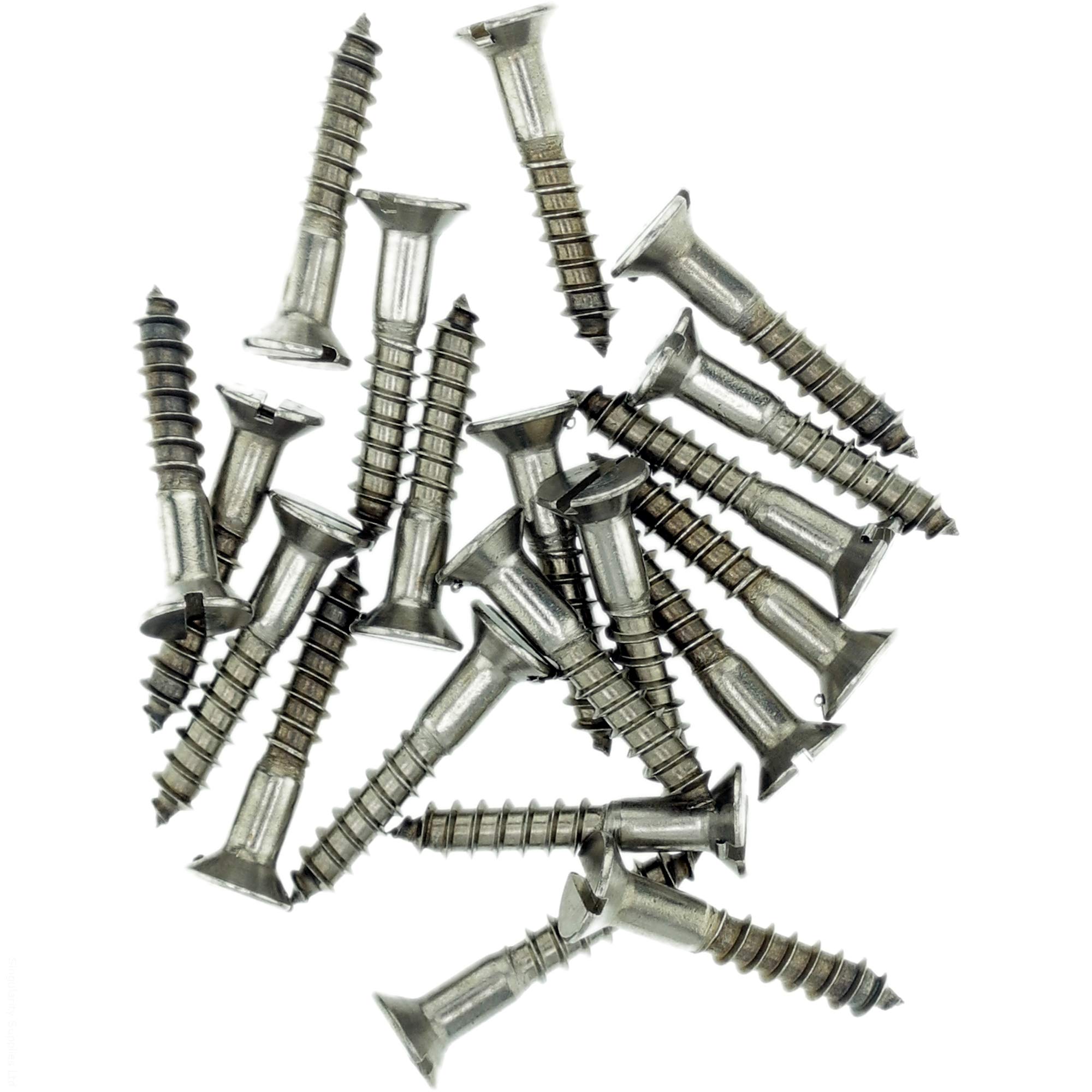No.12 x 1.78 (5.5mm x 45mm) Slot Countersunk Wood Screw - Stainless Steel (A2) (Pack of 20)