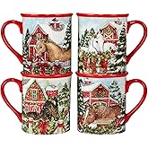Certified International Homestead Christmas 16 oz. Mugs, Set of 4