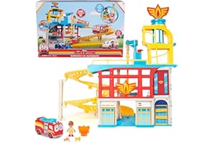 Disney Junior Firebuds HQ Playset with Lights, Sounds, Fire Truck Toy, Action Figure and Vehicle Launcher, Kids Toys for Boys and Girls Ages 3 and Up