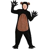 Grinning Grizzly Kid's Costume - Sherpa Jumpsuit with Headpiece, Mitts, and Shoe Covers