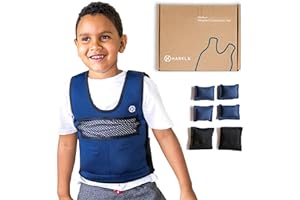 Harkla Weighted Vest for Kids - Neoprene Compression Vest - Ages 5 to 9 - Adjustable Kids Weighted Vest with 2lb weight - Breathable and Washable Compression Vest - Medium