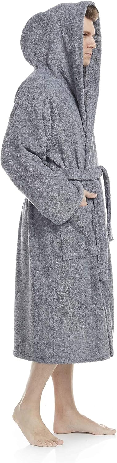 Arus Men's Hooded Classic Bathrobe Turkish Cotton Robe with Full Length Options at  Men’s Clothing store