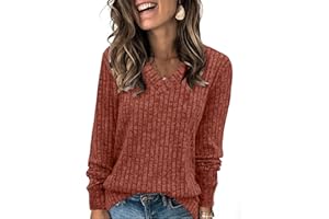 SAMPEEL V Neck Long Sleeve Shirts for Women Casual Fall Tops Lightweight Tunic Sweaters Fashion Clothes 2025 S-2XL