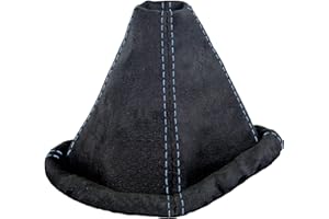 L & P Car Design Shift Boot Cover Faux Suede Compatible with VW Golf 2 MK2 3 MK3 Passat MK3 Polo MK3 for Jetta MK2 MK3 Manual Transmission Black Blue Stitch