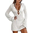 ANRABESS Women Beach Crochet Cover Ups Summer Knit Swimwear Mesh Bathing Suit Hollow Out Dress 2024 Vacation Swimsuit