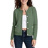 Urban CoCo Women's Open Front Button Down Knit Cropped Cardigan Casual Long Sleeve Sweater Jacket