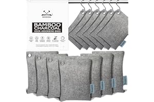 BOODORA 15 Pack Bamboo Charcoal Air Purifying Bag,Activated Bag Odor Absorber,Shoe Deodorizer,Smell Eliminator,Natural Pet-Friendly Freshener for Home,Car,Closet,Basement,Pets(Beige), Gray