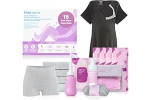 Frida Mom 15pc Labor, Delivery, & Postpartum Kit Gift Set for Baby Showers & Mom to Be, Includes Peri Bottle, Nursing Gown, D