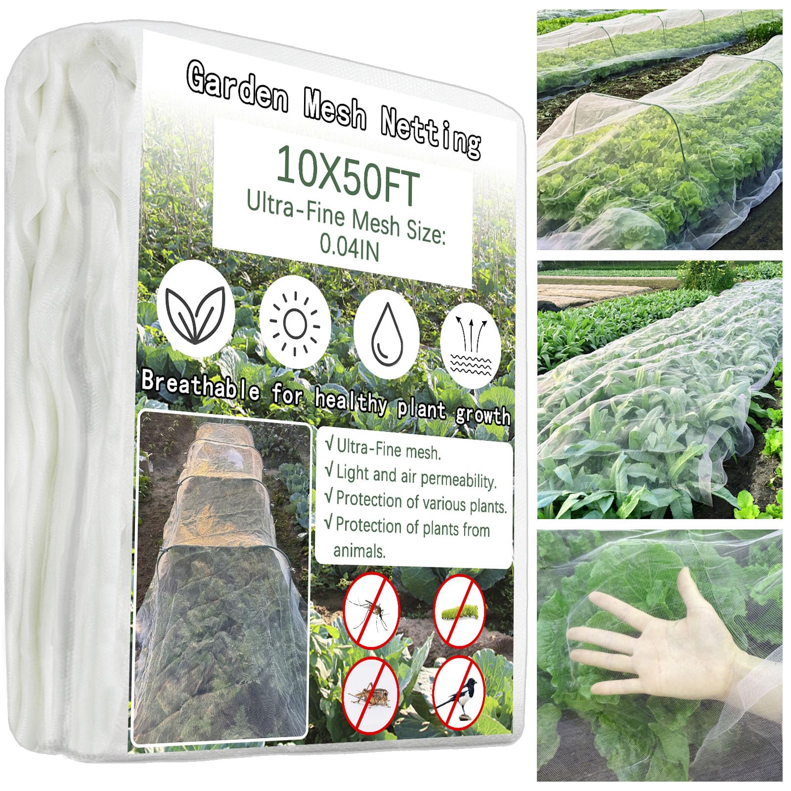 Garden Fine Mesh Netting - 3x15M Protection Cover for Vegetable Patch, Anti Bird Butterfly Shield for Plants, Fruits and Flowers
