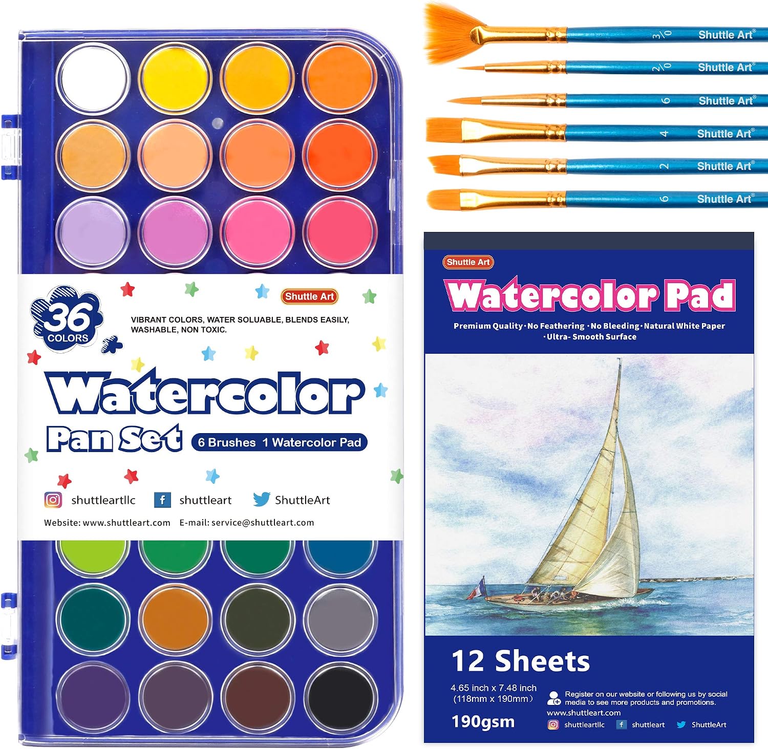 Shuttle Art 43 Pack Watercolour Paint Set
