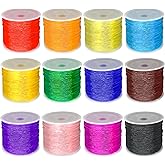 FQTANJU 660 Yards 0.8 MM Elastic Crystal Tec String for Bracelets, 12 Rolls Stretch Bead String Cord Jewelry Thread Elastic String for Bracelets, Necklaces, Pony Beads, Clay Beads (Multiple Colors)