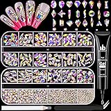 1680Pcs AB Glass Nail Rhinestones 180Pcs Multi