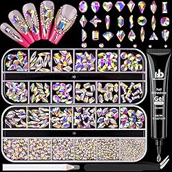 1680Pcs AB Glass Nail Rhinestones 180Pcs Multi