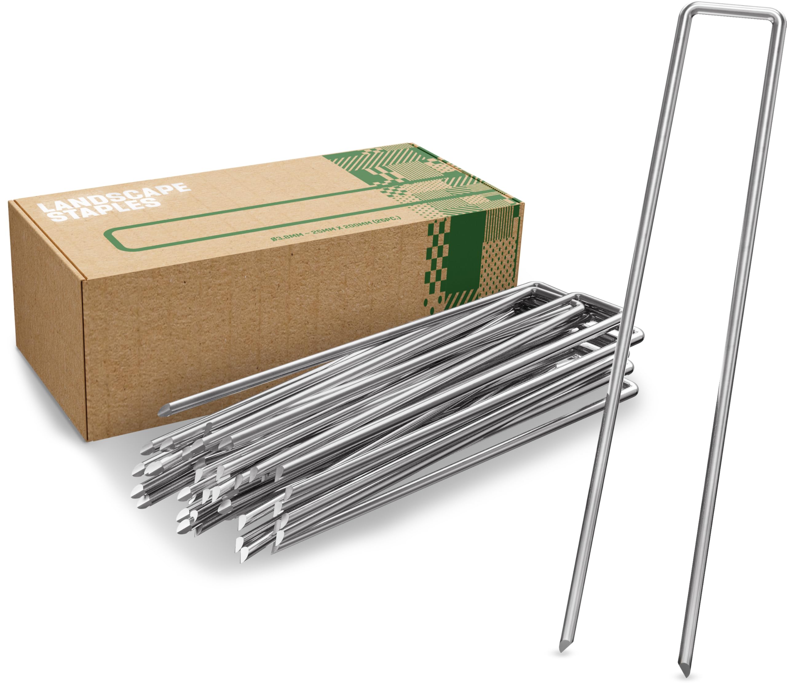 GardenGloss Heavy Duty Garden Pegs Made of Steel - Strong Metal Pegs for Membrane, Netting and Fence - Anti-Rust Landscape Staples (25pcs)