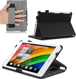 Navitech Black Leather Hard Case/Cover with Automatic Sleep/Wake Compatible with The Acer Iconia A1 830