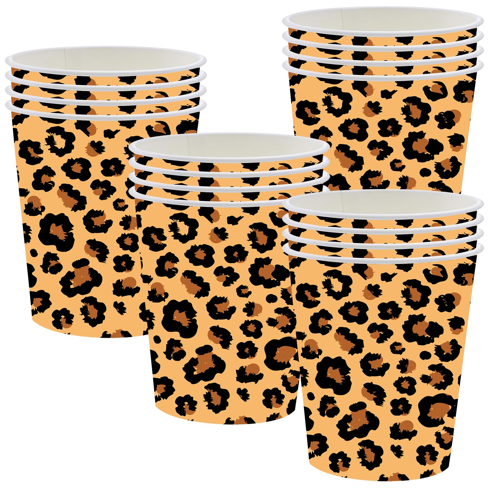 16 Pack Leopard Print Paper Cups Jungle Safari Animal Party Table Decorations Set Kids Jungle Safari Reptile Party Supplies