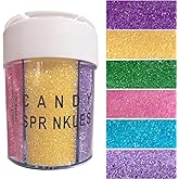 Sentovac 6 Cell Pastel Sanding Sugar Sprinkles Edible for Cake Decorating Fancy Sprinkles Cake Topper Cupcake Cookie Baking Decorations Supplies(Purple Yellow Green Pink Blue lavender)