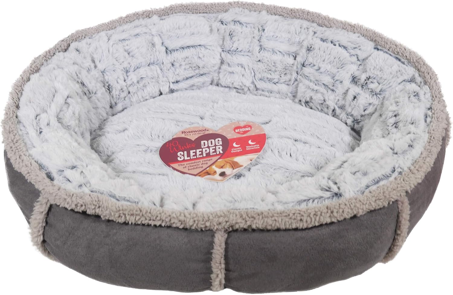 Rosewood 40 Winks Deep Plush Donut Dog Bed, 27”, Clear, 70 x 70 x 14 cm (L x W x H) - Image 3