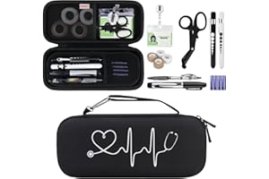 BOVKE Stethoscope Case Set Nurse Tool Kits Carrying Bag Case with Medical Supplies, Black+Black