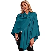 PULI Womens Elegant Cross Front Shawl Wraps Knitted Ponchos Cape Light Weight Poncho Sweater Soft Warm Travel Wraps