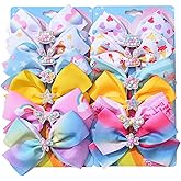Dwenarry 5 Inch Hair Bows for Girls Colorful Rainbow Little Girls Hair Bow With Alligator Clips for Toddlers Children Kids 12 Pcs