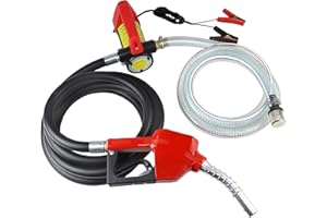 AETLEEMO 12V Fuel Transfer Pump, Diesel Transfer Pump with Nozzle Hose for Diesel, Kerosene, Machine, Transformer Oil, 12 GPM Self Priming DC Electric Diesel Fuel Transfer Pump Kit.